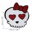 Parche grande - Calavera con corazon y pajarita - rojo