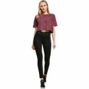 Ladies Acid Washed Cropped Tee berry black