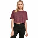 Ladies Acid Washed Cropped Tee berry black