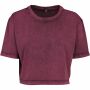 Ladies Acid Washed Cropped Tee berry black