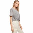 Ladies Acid Washed kurzes Crop Shirt grau-schwarz Cropped Tee