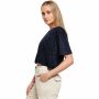 Ladies Acid Washed kurzes Crop Shirt indigoblau-weiß Cropped Tee