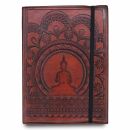Leather notebook sketchbook diary - tibetan mandala...