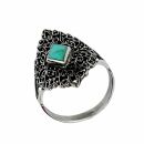 Ring - finger ring - 925 silver - rhombus with stone