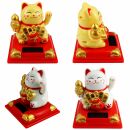 Glückskatze Maneki-Neko Vermögen Solar auf Sockel 8cm Winkekatze Lucky cat