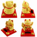 Lucky cat wealth solar on base 8cm Maneki-Neko waving cat Lucky cat