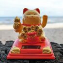 Lucky cat wealth solar on base 8cm Maneki-Neko waving cat Lucky cat