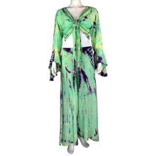 Oberteil Bindeshirt Trompetenärmel Hose grün lila Einzel oder Set Batik