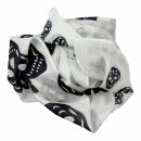 Baumwolltuch Totenköpfe groß & klein weiß schwarz 100x100cm leichtes Halstuch quadratisches Tuch Schal