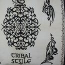 Baumwolltuch Tribal Style schwarz beige Ornament 100x100cm leichtes Halstuch quadratisches Tuch Schal