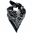 Bandana scarf skull biker black white square headscarf neckerchief