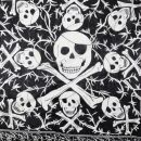 Baumwolltuch Totenkopf Pirat Ranken schwarz weiß 100x100cm leichtes Halstuch quadratisches Tuch Schal
