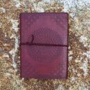 Leather notebook reddish brown mandala with stone brown...