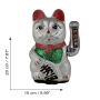 Glückskatze Maneki-neko Winkekatze aus Keramik 20cm silber winkende Katze Lucky cat