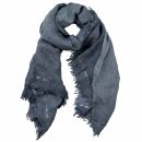 Scarf with fringes greyish blue mélange look...