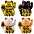 Glückskatze Mini Maneki-Neko Wohlstand Solar 5cm...