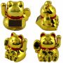 Glückskatze Mini Maneki-Neko Wohlstand Solar 5cm Winkekatze Lucky cat