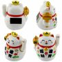 Glückskatze Mini Maneki-Neko Schriftzeichen Solar 5cm Winkekatze Lucky cat