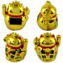 Glückskatze Mini Maneki-Neko Schriftzeichen Solar 5cm Winkekatze Lucky cat