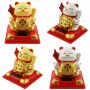 Glückskatze Maneki-Neko Knoten Solar auf Sockel 8cm Winkekatze Lucky cat