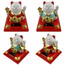 Lucky cat white solar 8cm kimono Maneki-Neko waving cat Lucky cat