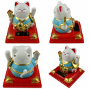 Lucky cat white solar 8cm kimono Maneki-Neko waving cat Lucky cat