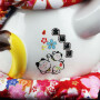 Agitando gato chino Maneki-neko Familia porcelana 30cm gato saludando blanco Lucky Cat