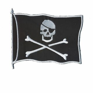 Aufnäher - Piratenflagge mit Mast - weiß auf schwarz - Patch, 2,95 €