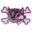 Backpatch - Cats Head with bones - rose-black