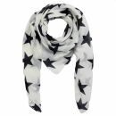 Sciarpa di cotone - stella 8 cm bianco - nero - foulard...
