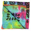 Cotton Scarf - Skulls 1 tie dye - black - squared kerchief