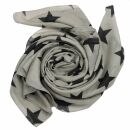 Pañuelo de algodón - Estrellas 8 cm gris - negra - Pañuelo cuadrado para el cuello