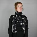 Cotton Scarf - Stars 8 cm black - beige - squared kerchief