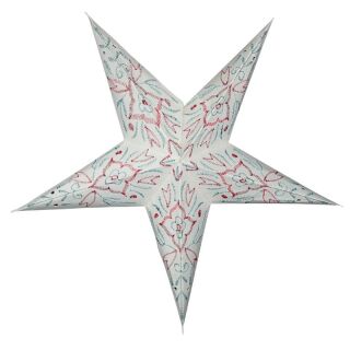 Stella di carta - Stella di Natale - Stella a 5 punte - fantasia bianco-blu-rosso - 40 cm