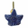 Möbelknauf aus Keramik Shabby Chic groß - Blüte - blau