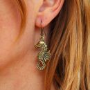 Earrings - sea horses - old gold