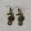 Earrings - sea horses - old gold