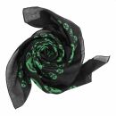 Pañuelo de algodón - Calaveras 1 negras - verde - Pañuelo cuadrado para el cuello