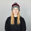 Woolen hat with bobble - red - flecked grey - Knit cap...