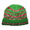 Gorra tejida de lana rayada - verde - rojo-blanco - Gorro...