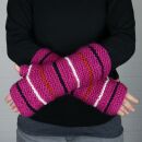 Armstulpen aus Wolle - Strickstulpen - pink mit Streifen...