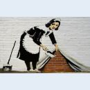Foto su tela - Banksy Streetart - Servizio di pulizie -...