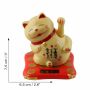 Agitando gato chino - Maneki neko sobre podio - 7,5cm - beige