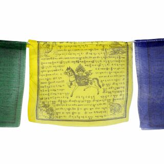 Tibetan prayer flags - 25 cm wide - black lettering - 5 reel set